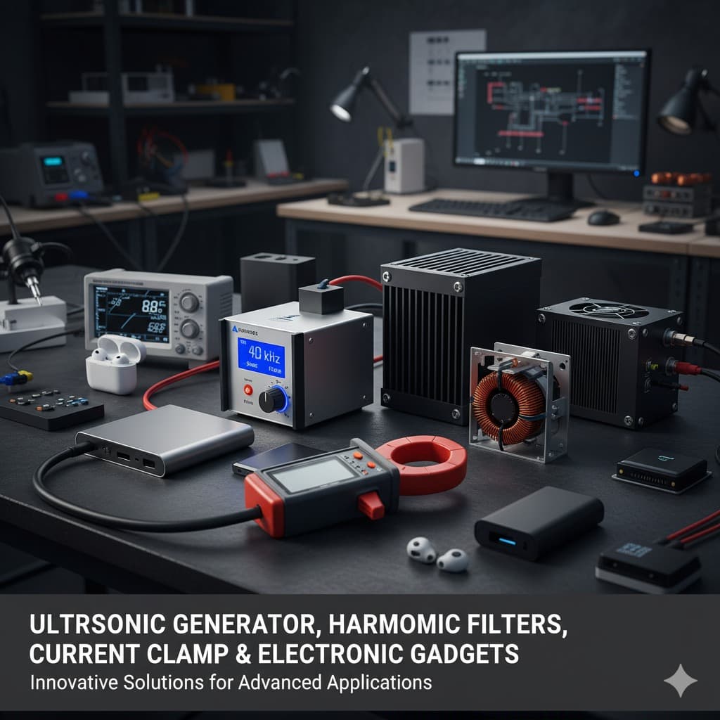 Ultrasonic Generator, Harmonic Filters, Current Clamp & Electronic Gadgets
