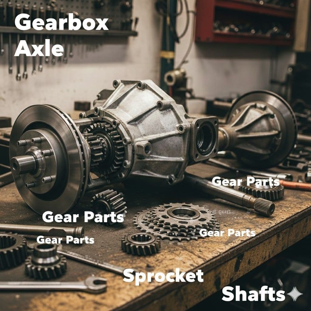 Gearbox, Axle, Sprocket, Shafts & Gear Parts