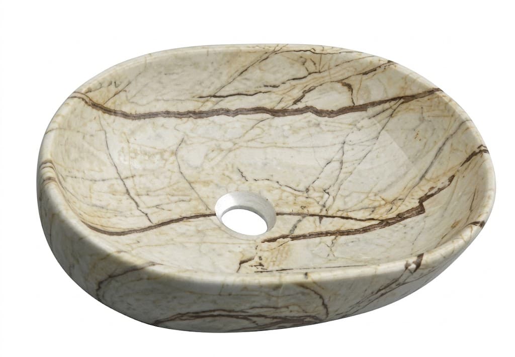 Beige Marble Round Tabletop Wash Basin