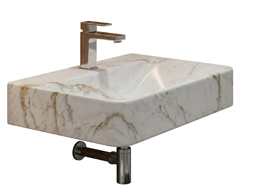 Beige Marble Wall Hung Wash Basin