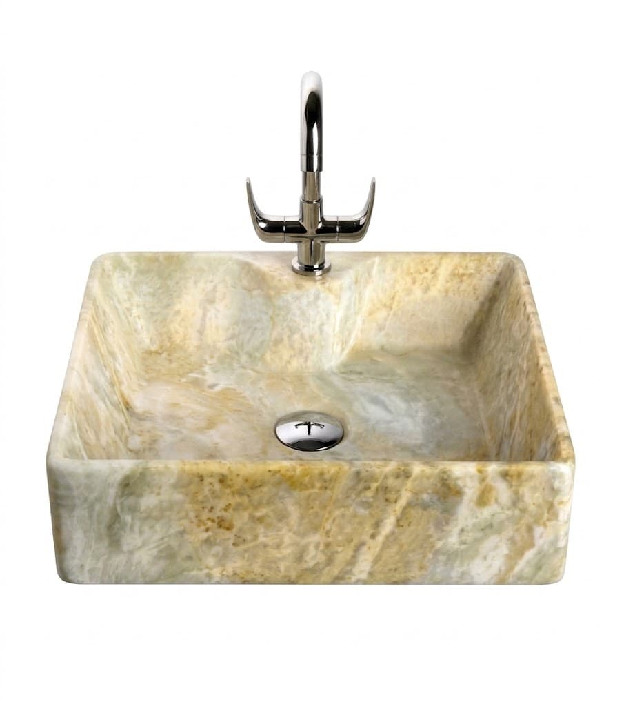 Beige Onyx Geometric Wall Hung Wash Basin