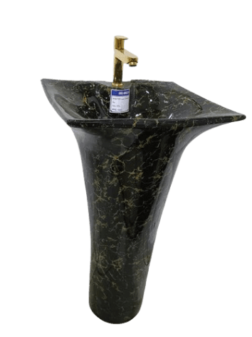 Black Fire Ceramic Pedestal Wash Basin