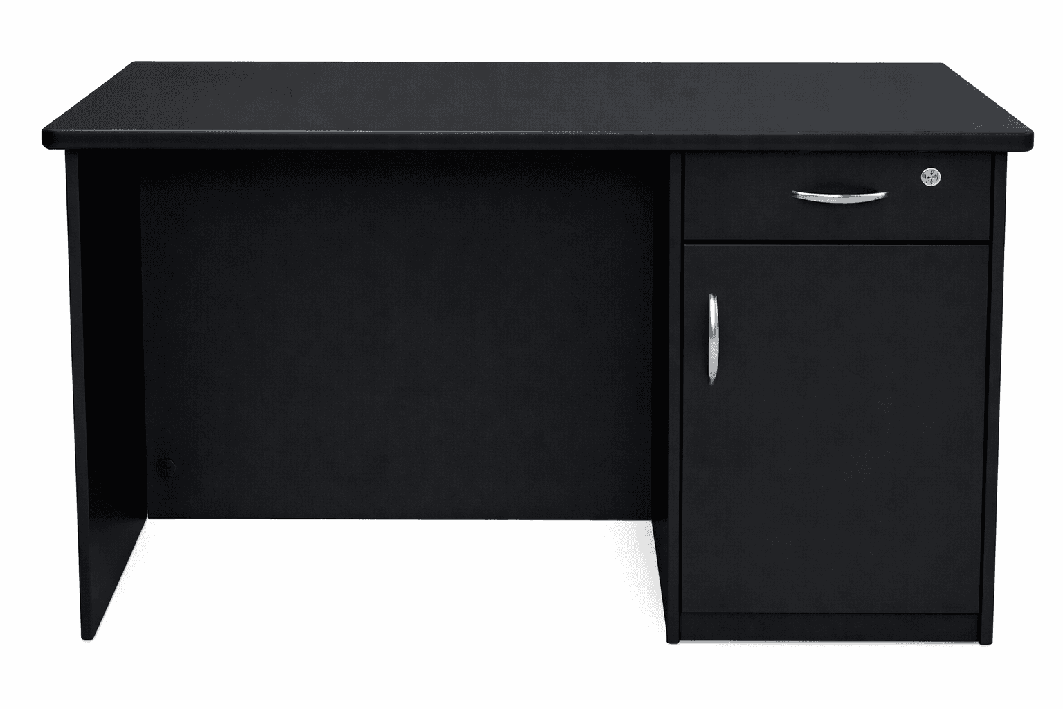 Black Engineered Wood Office Table