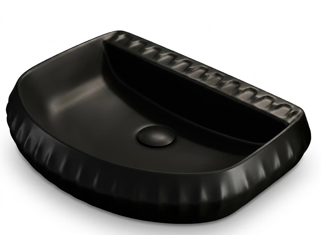 Black Fluted Ceramic Table Top Basin