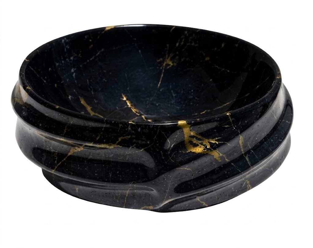 Black Marble Gold Vein Round Tabletop Wash Basin