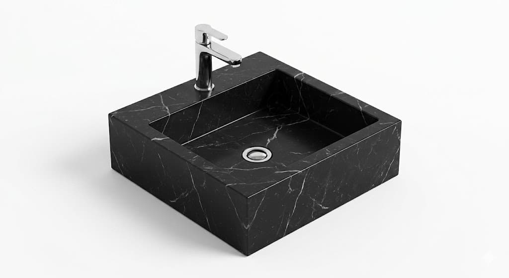 Black Marble Rectangular Tabletop Wash Basin