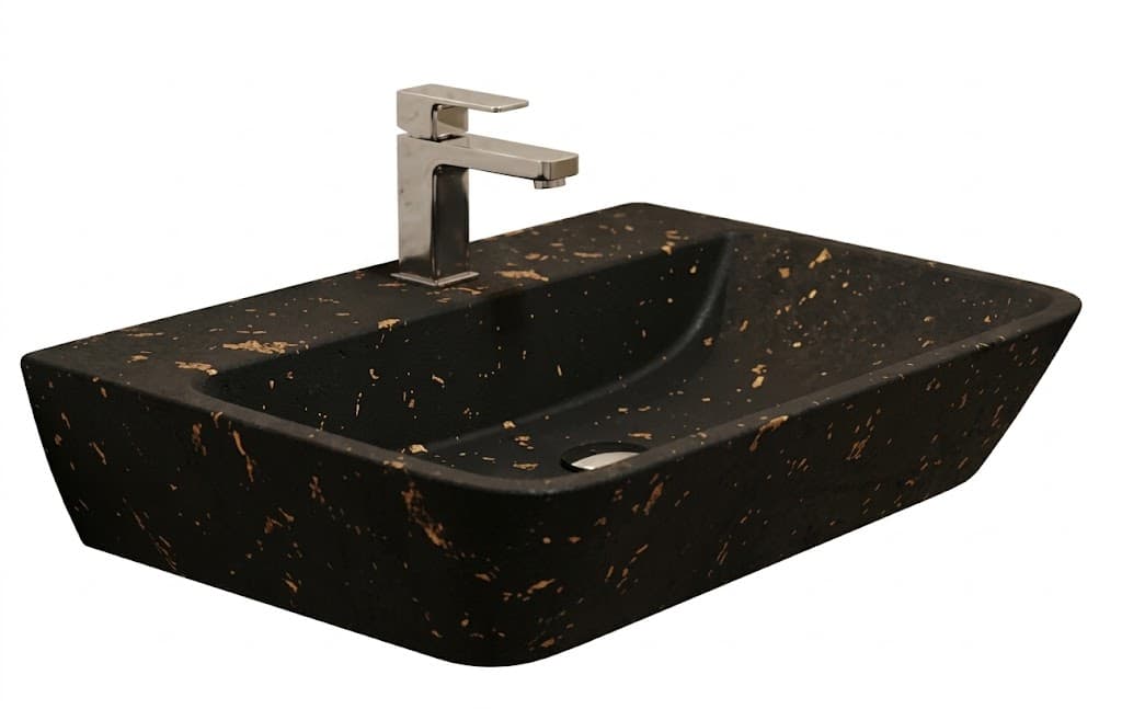 Black Terrazzo Finish Wall Hung Wash Basin