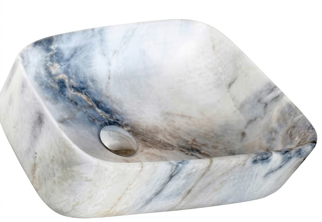 Blue Marble Rectangular Tabletop Wash Basin