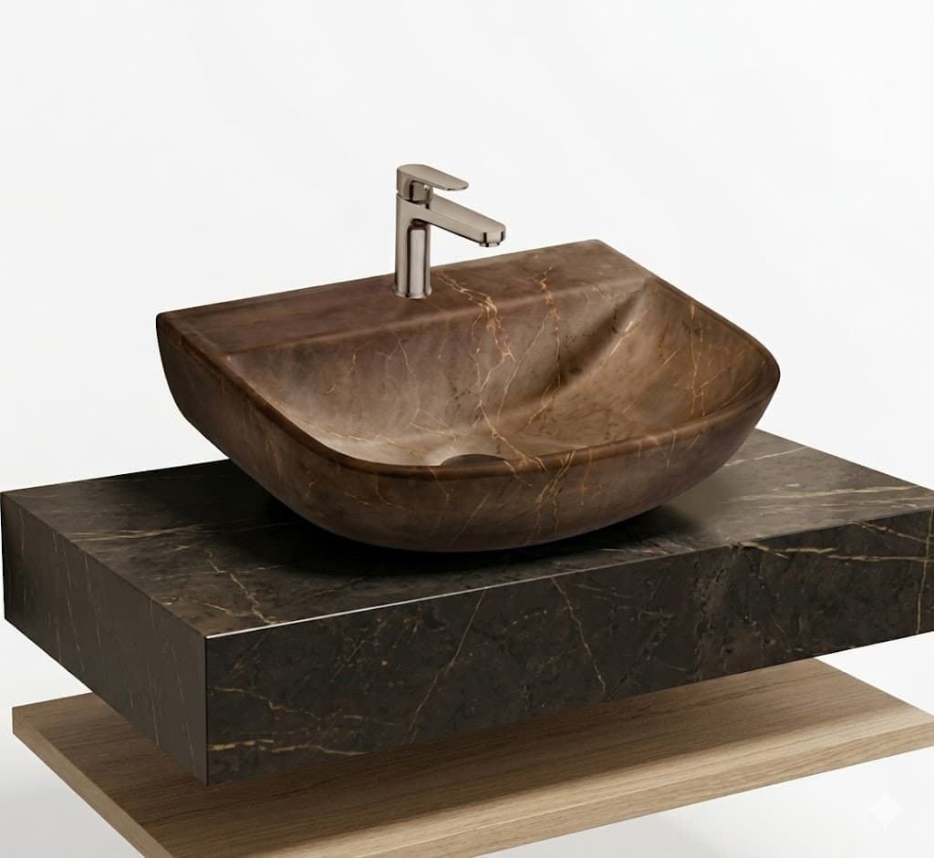 Brown Marble Finish Wall Hung Wash Basin