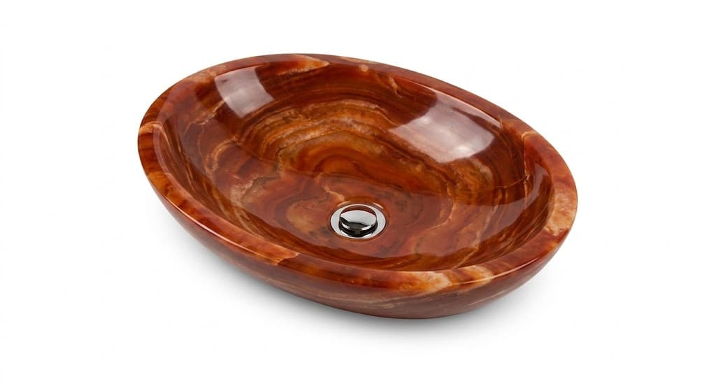 Copper-Colored Oval Table Top Ceramic Basin