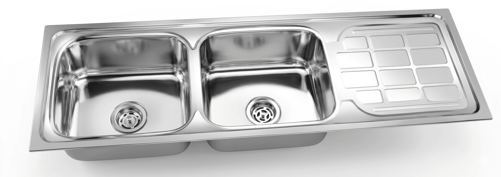 Double Bowl Stainless Steel Kitchen Sink with Drain Board