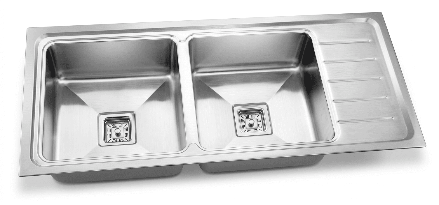 Double Bowl with Drain Board