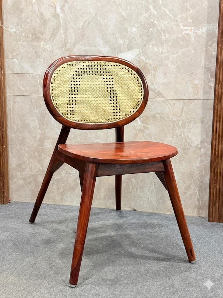 Elegant Oval Cane Back Wooden Dining Chair
