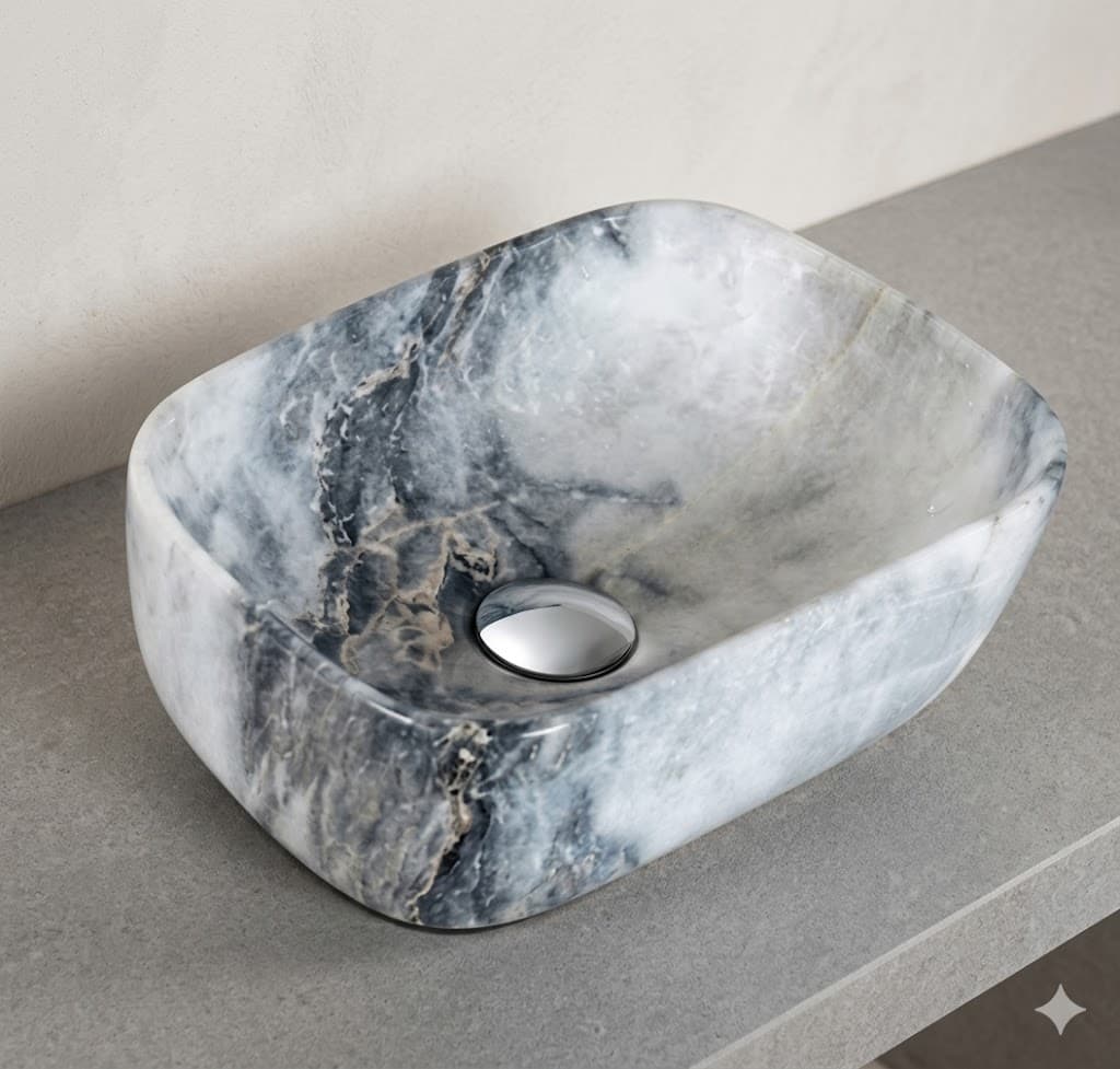 Grey Marble Finish Table Top Wash Basin