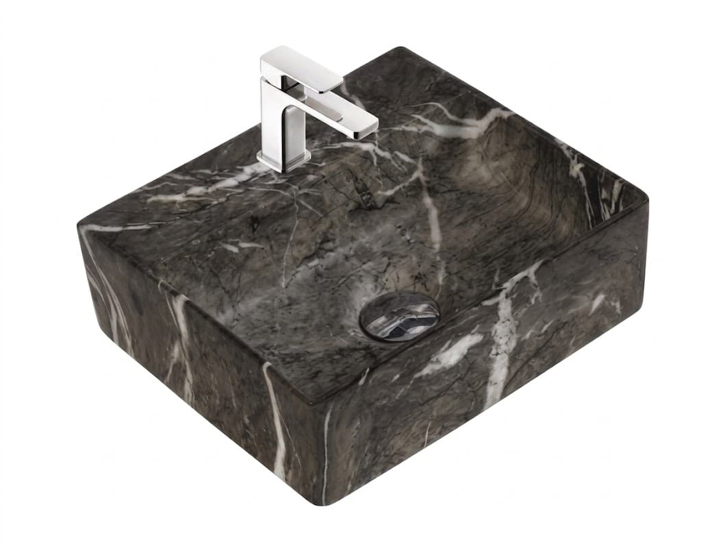 Grey Marble Square Tabletop Wash Basin