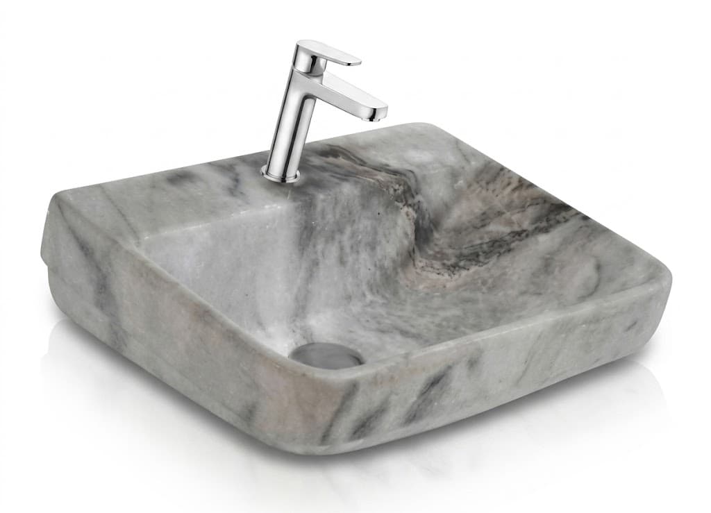 Grey Marble Square Wall Hung Wash Basin