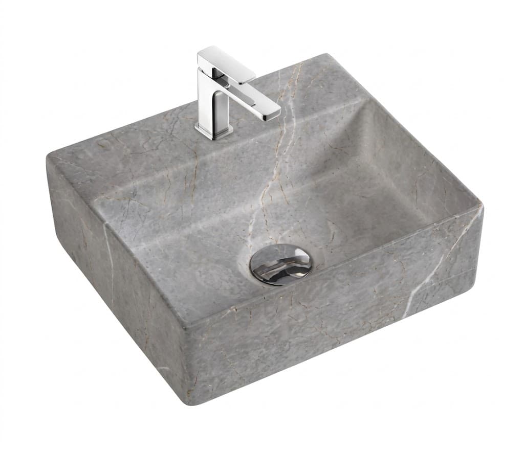 Grey Stone Finish Square Tabletop Wash Basin