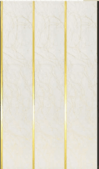 Ivory Marble Finish Decorative Wall Panel with Gold Inlay Strips