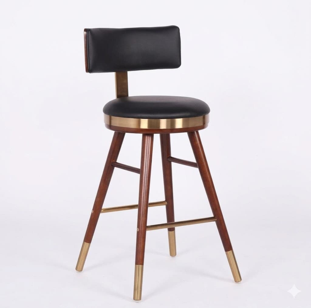 Luxury Brass Accent Bar Stool with Backrest
