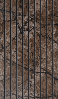 Luxury Brown Marble Finish Fluted Wall Panel with Black Groove Accents