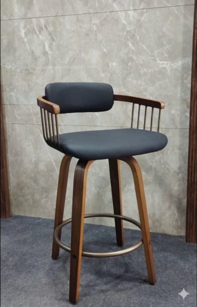 Luxury Wooden Bar Stool with Armrests & Cushioned Seat