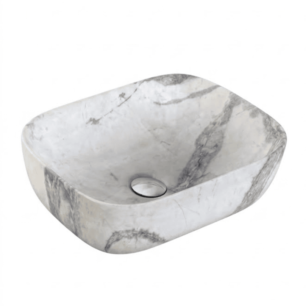 Marble Texture Square Table Top Wash Basin