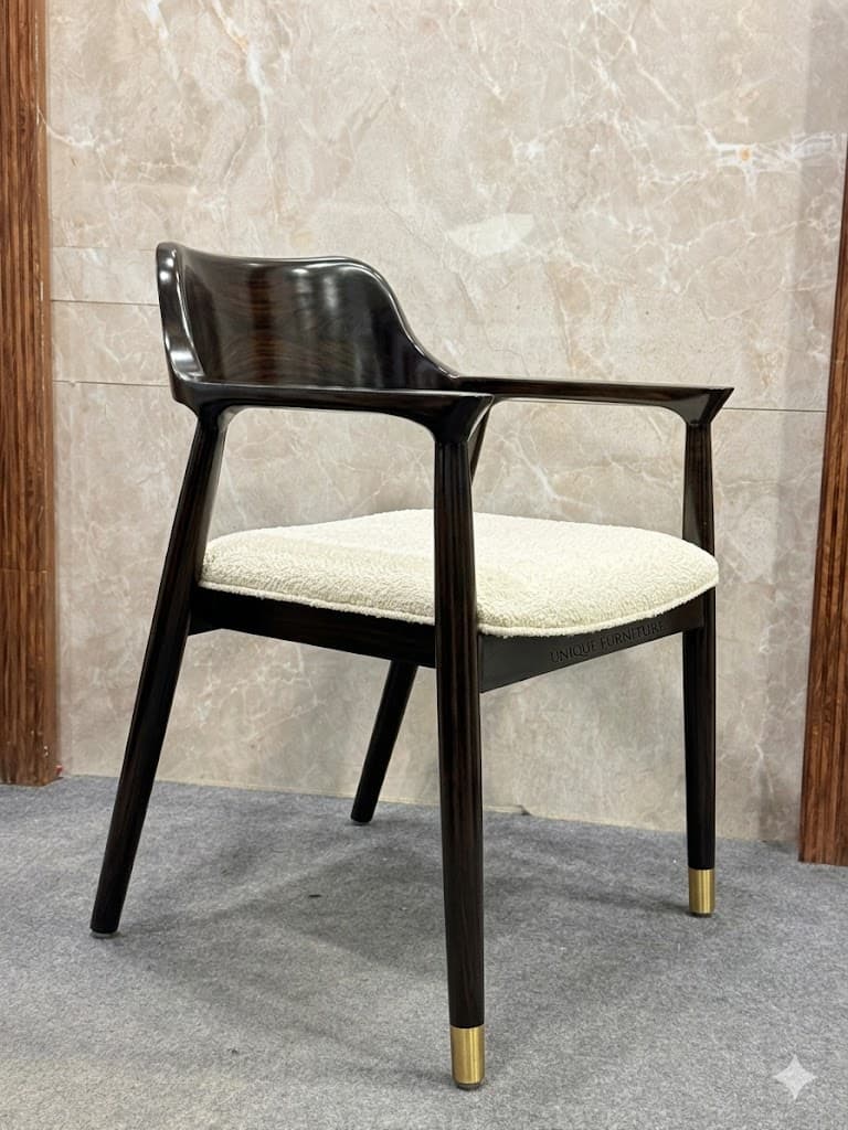 Modern Solid Wood Armchair with Cushioned Seat