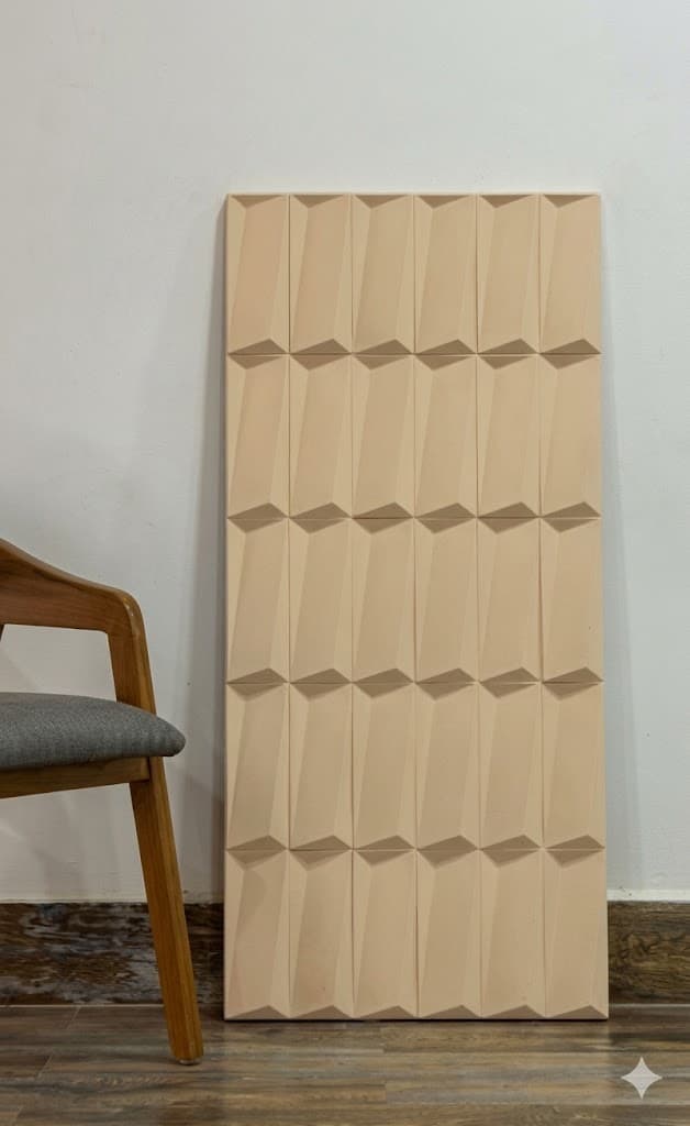 Modern Wooden 3D Faceted Wave Panel