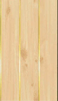 Natural Pine Wood Finish Decorative Wall Panel with Gold Inlay Strips