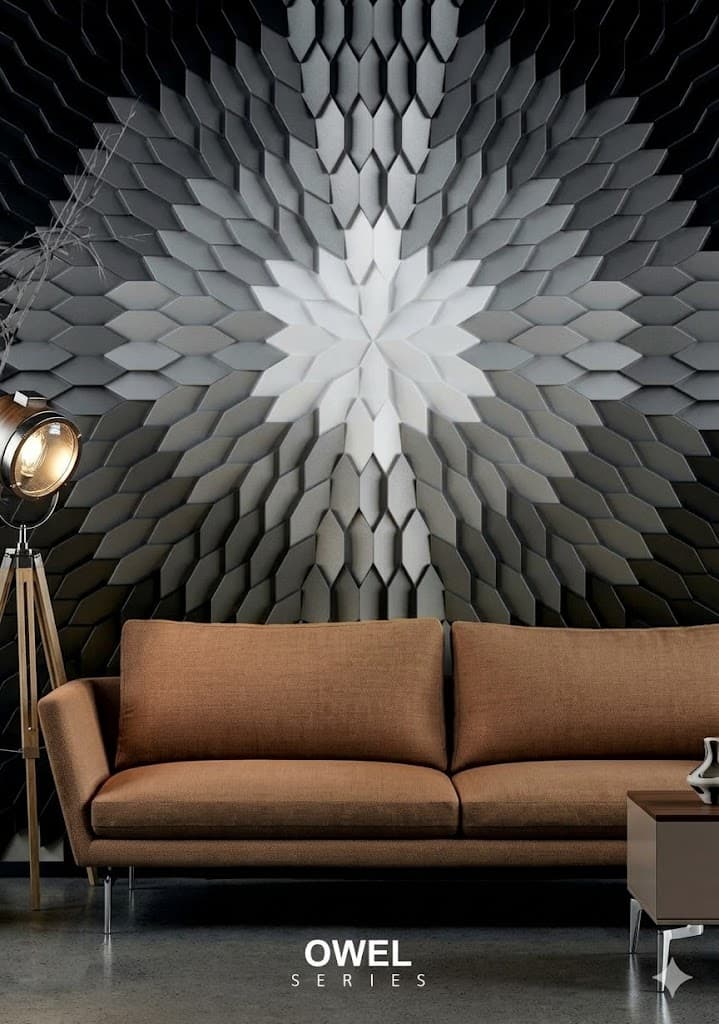Owel Series Radial Hexa 3D Wall Panel