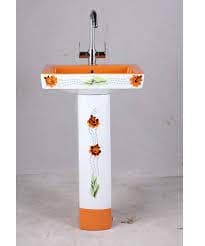 Pedestal ceramic washbasin
