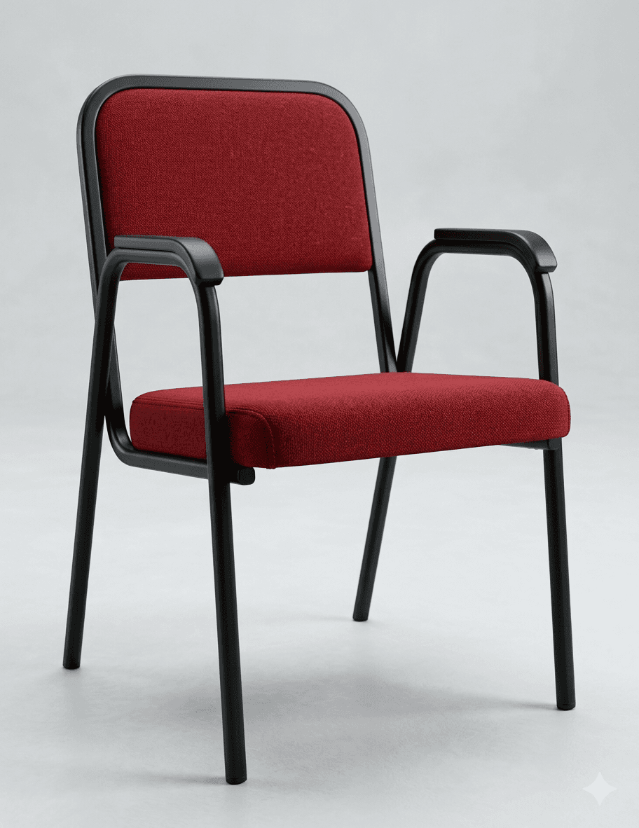 Red Padded Mid-Back Visitor Chair
