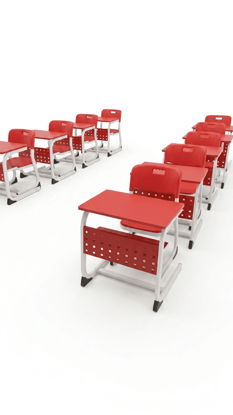 Single Seater School Desk with Integrated Chair