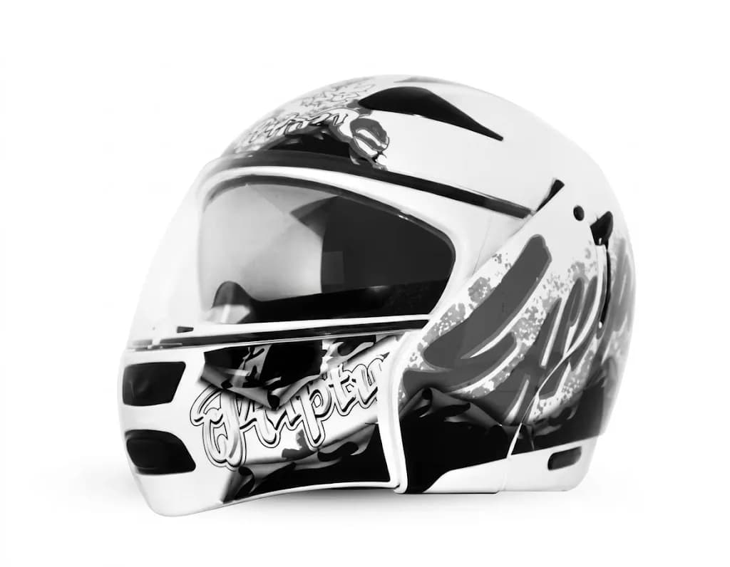 VEGA Boolean Escape White Base With Silver Graphic Full Face Medium Helmet