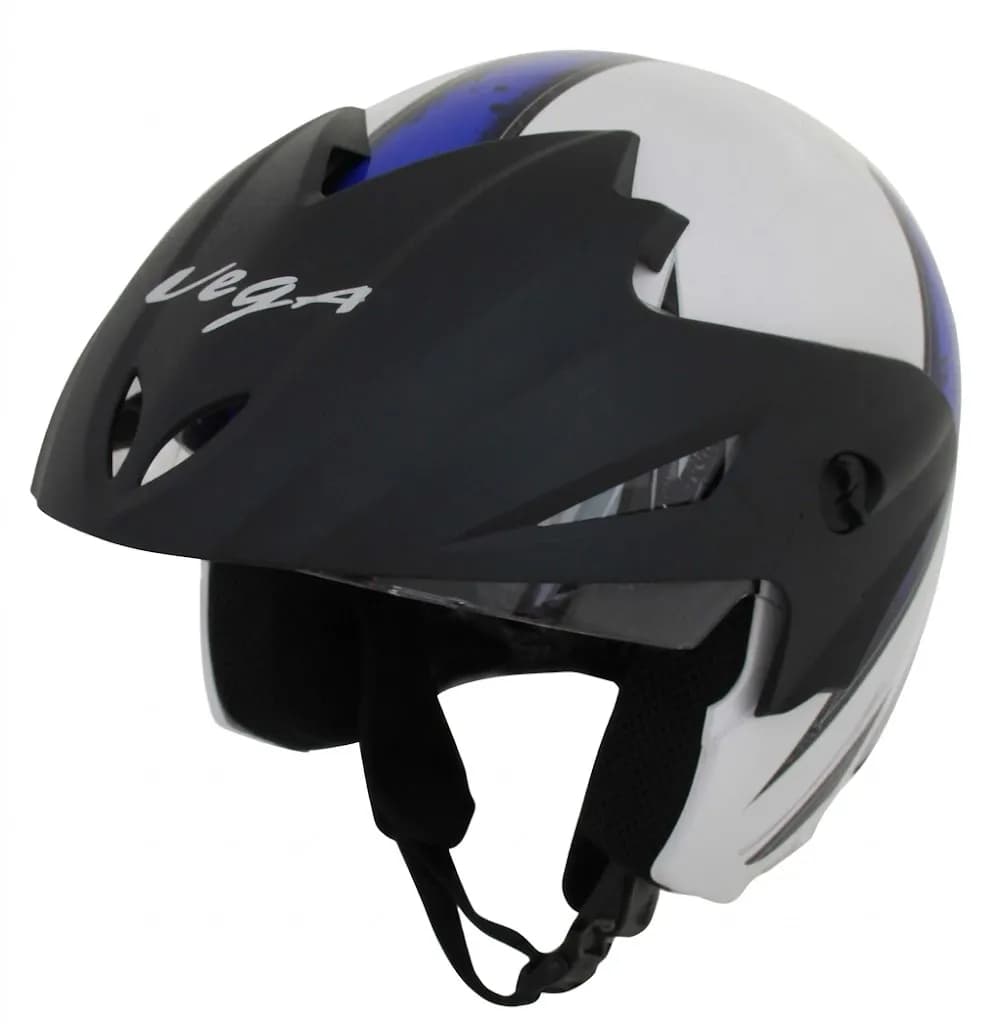 VEGA Cruiser Arows W/P White Base With Blue Graphic Open Face Medium Helmet