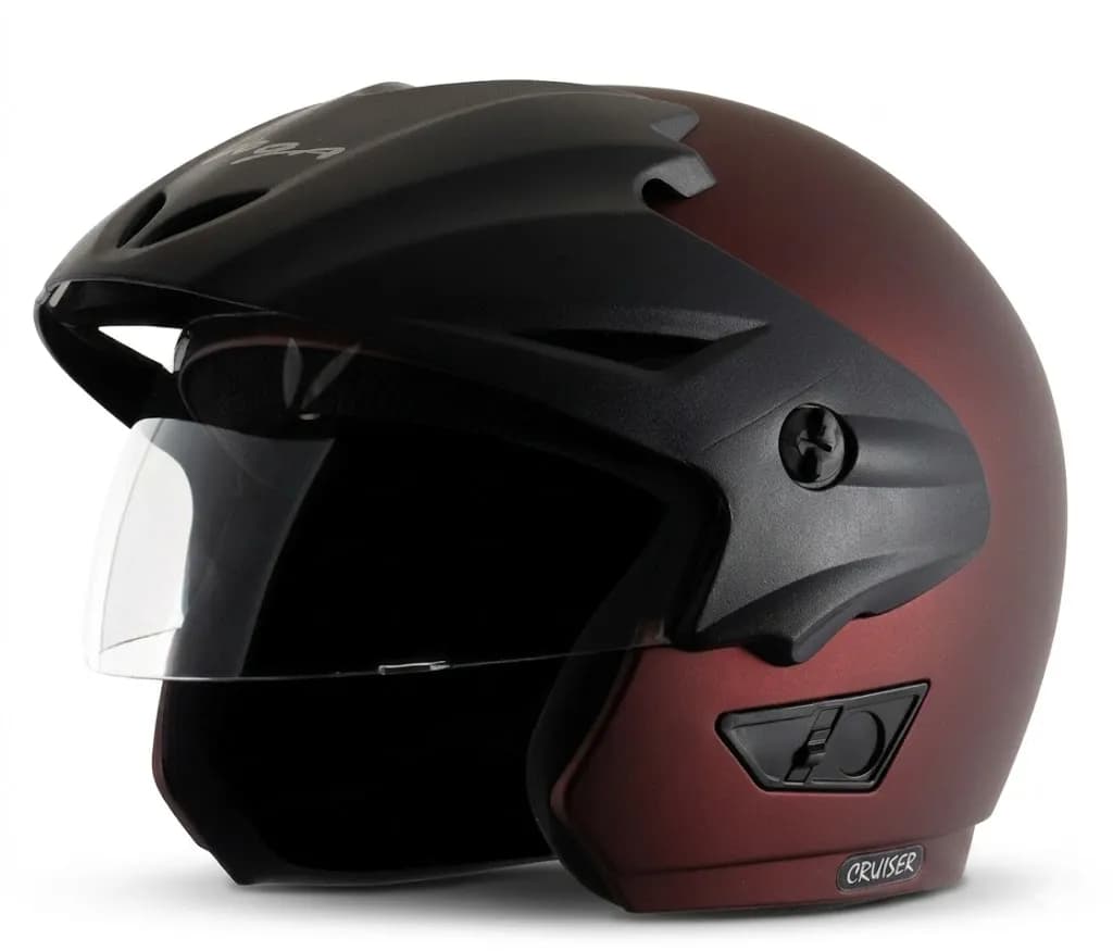 VEGA Cruiser W/P Dull Burgundy Open Face Medium Helmet