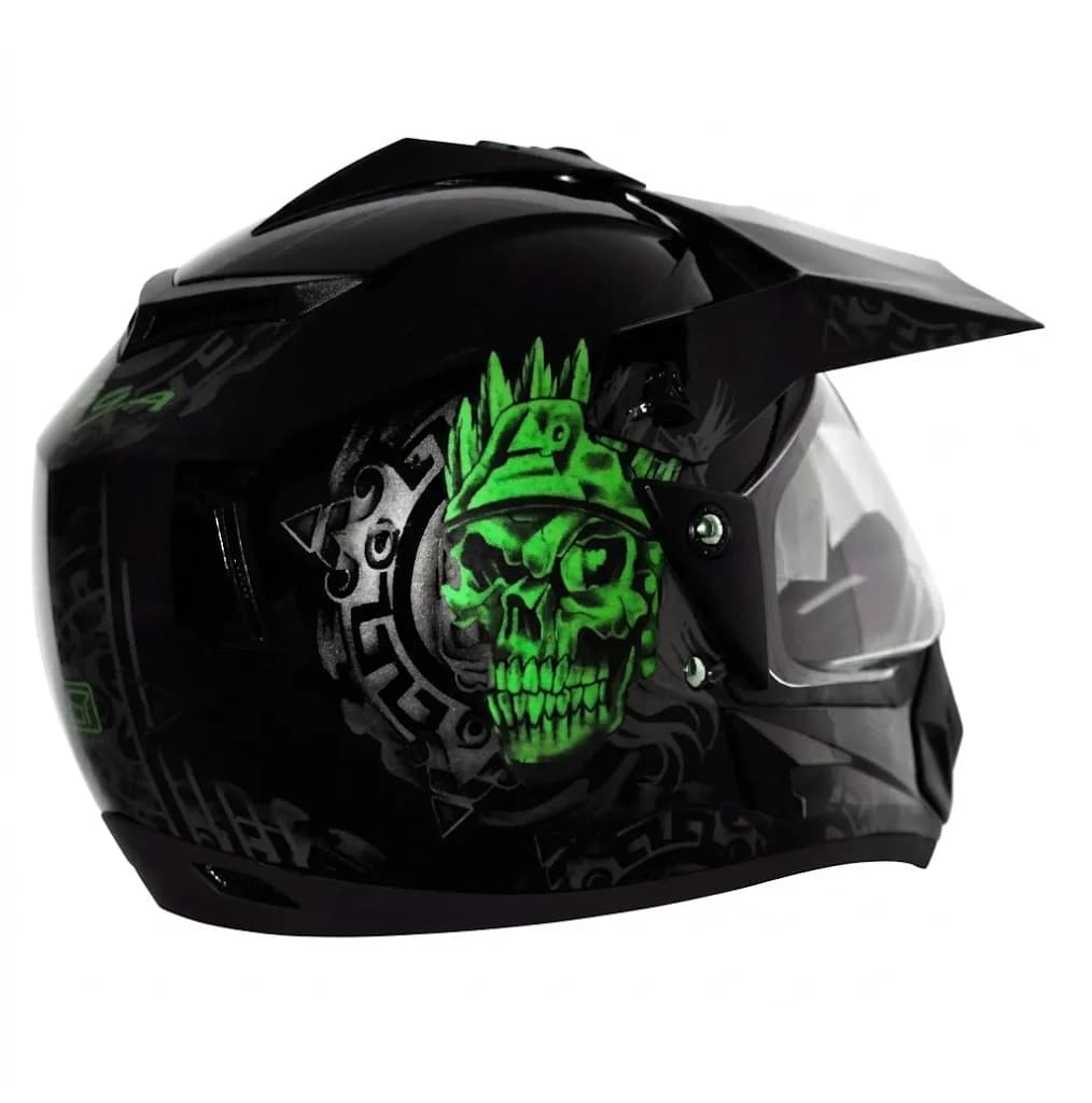 VEGA Off Road D/V Ranger Black Base With Green Graphic Off-Road Helmet Medium Helmet