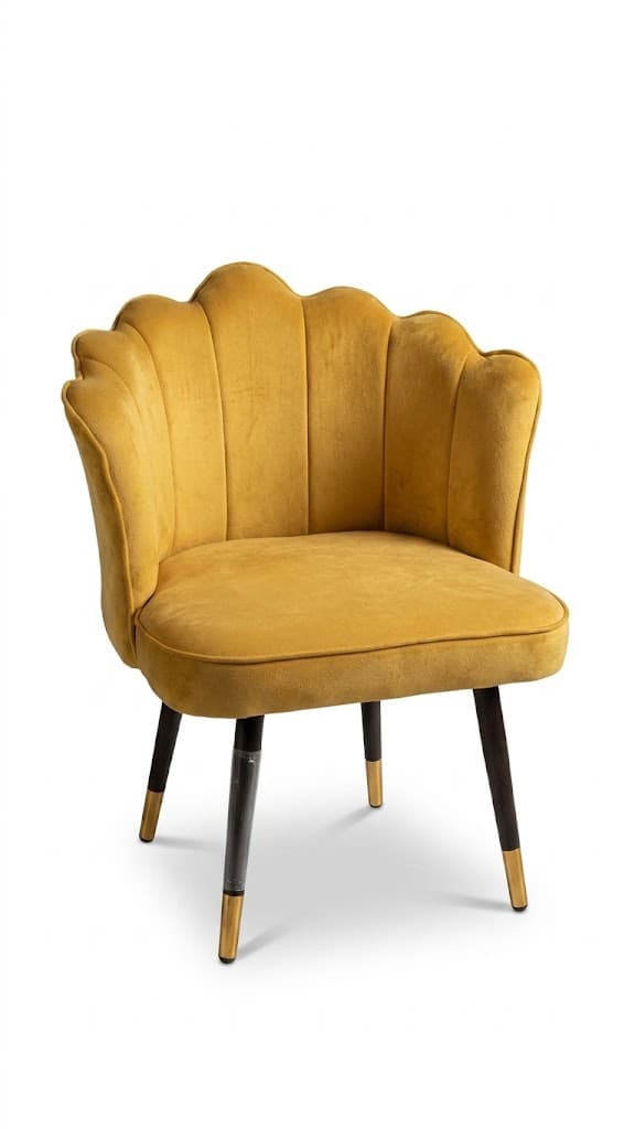 Velvet Scalloped Shell Accent Chair