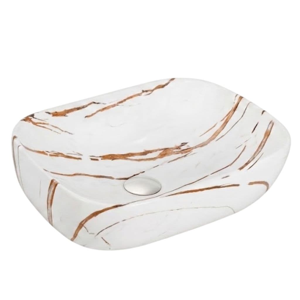 White & Copper Vein Table Top Wash Basin