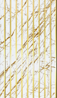 White & Gold Marble Vertical Slat Panel