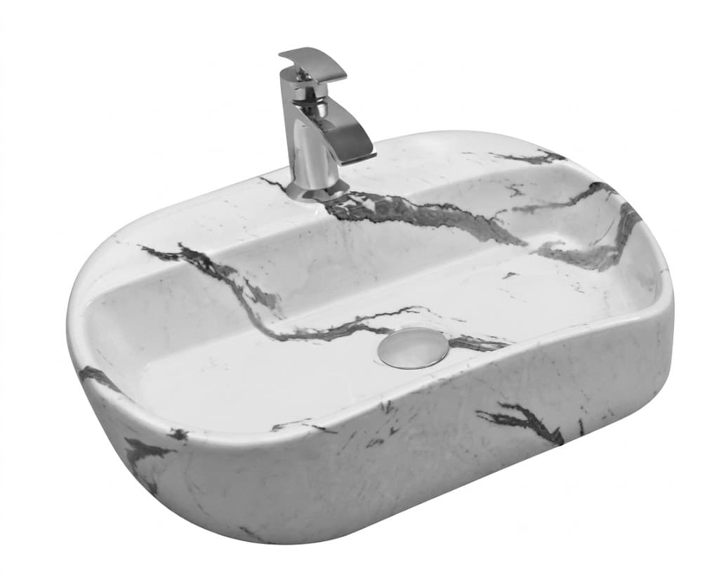 White Marble Black Vein Wall Hung Wash Basin