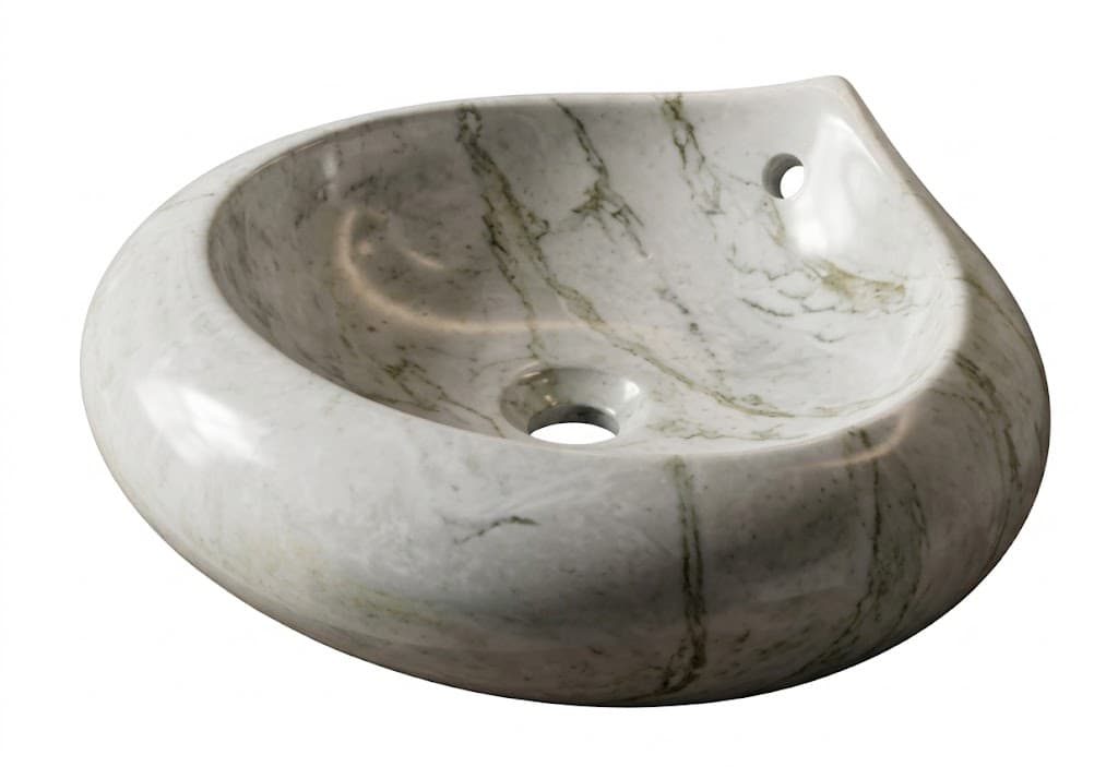 White Marble Finish Ceramic Tabletop Basin