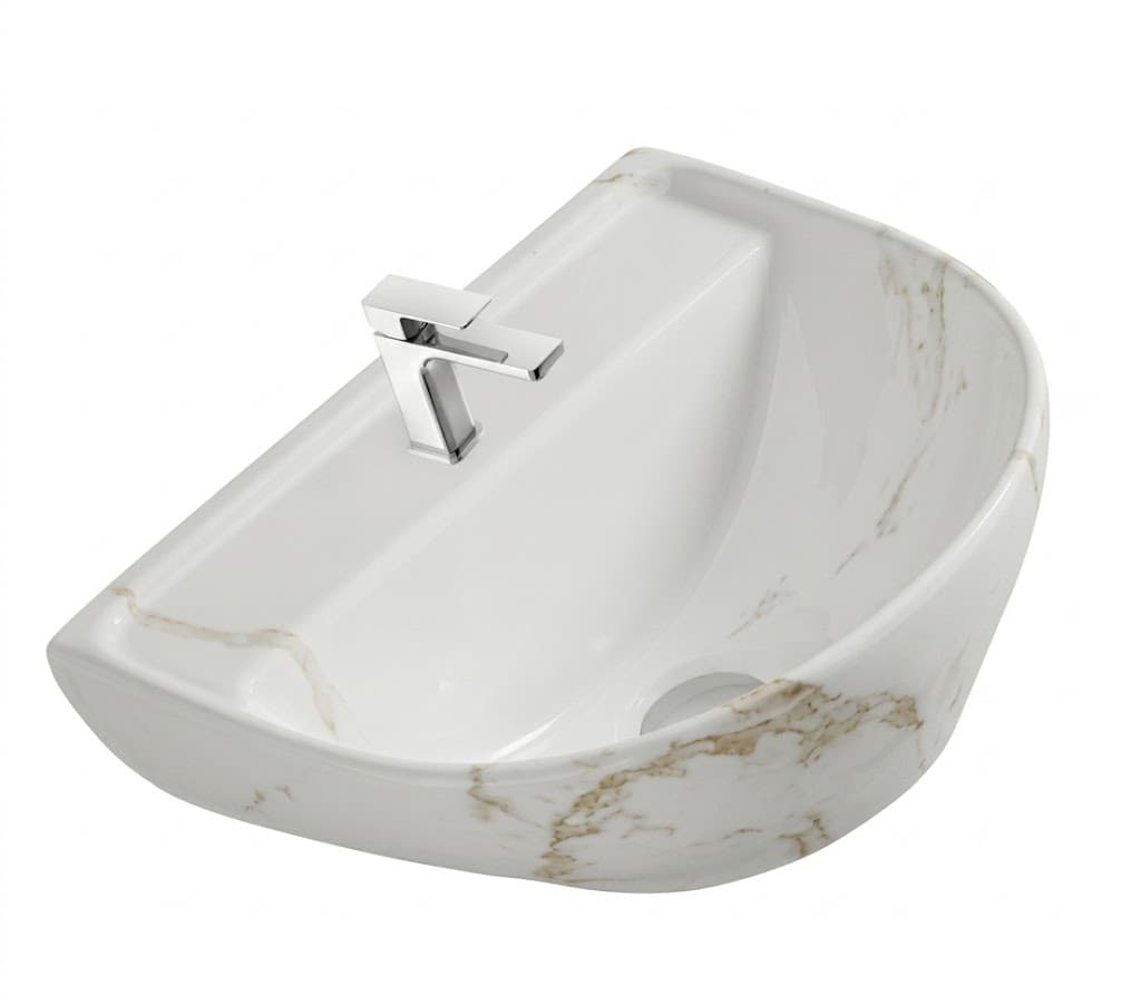 White Marble Finish Wall Hung Wash Basin