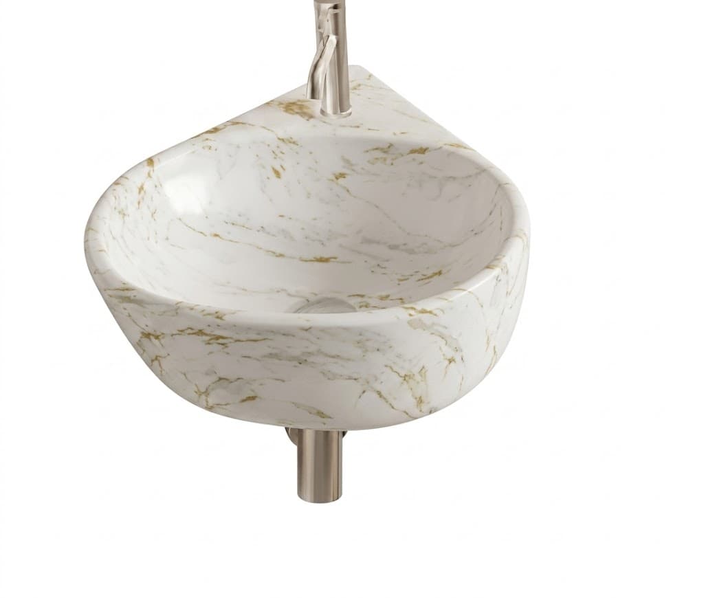 White Marble Round Wall Hung Wash Basin