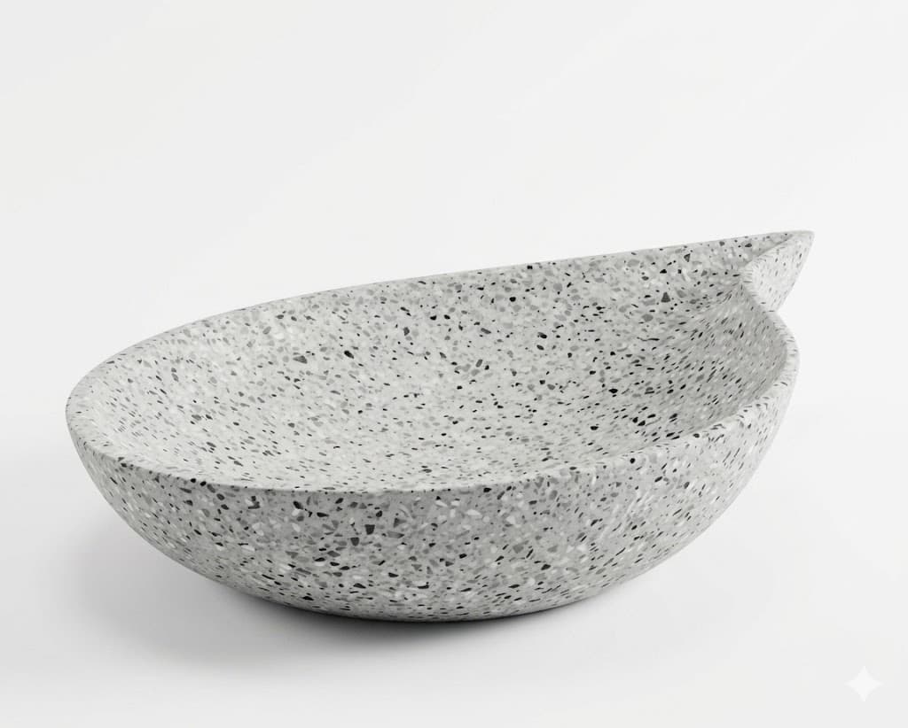 White Terrazzo Finish Ceramic Table Top Basin